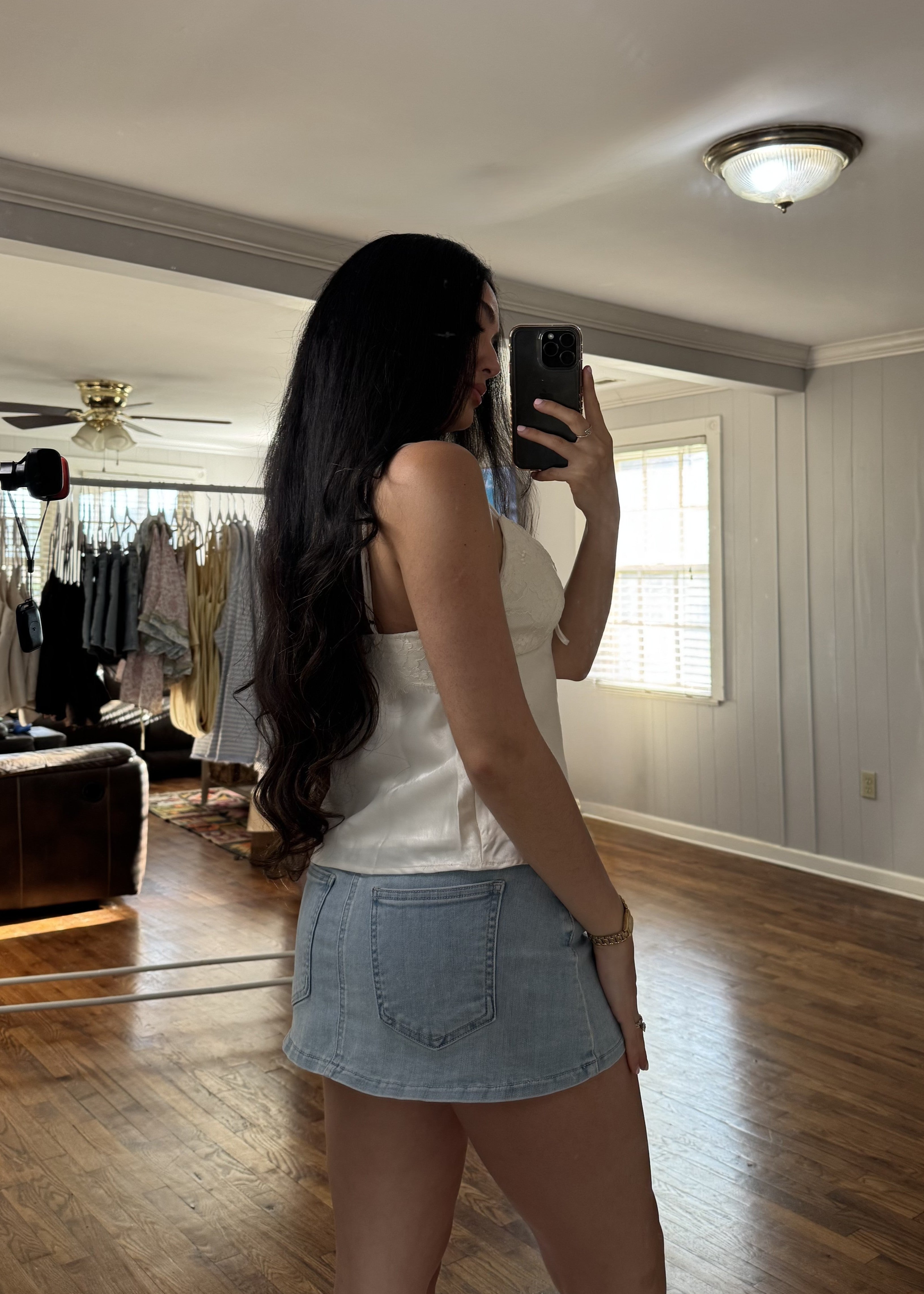 SOFT BLUE DENIM SKORT