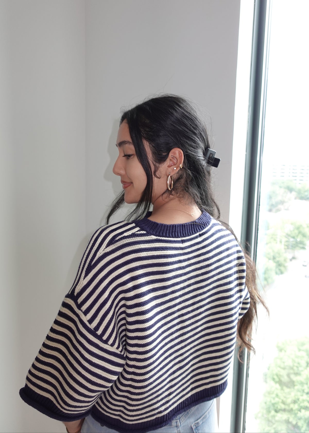 NAVY LINE CARDIGAN
