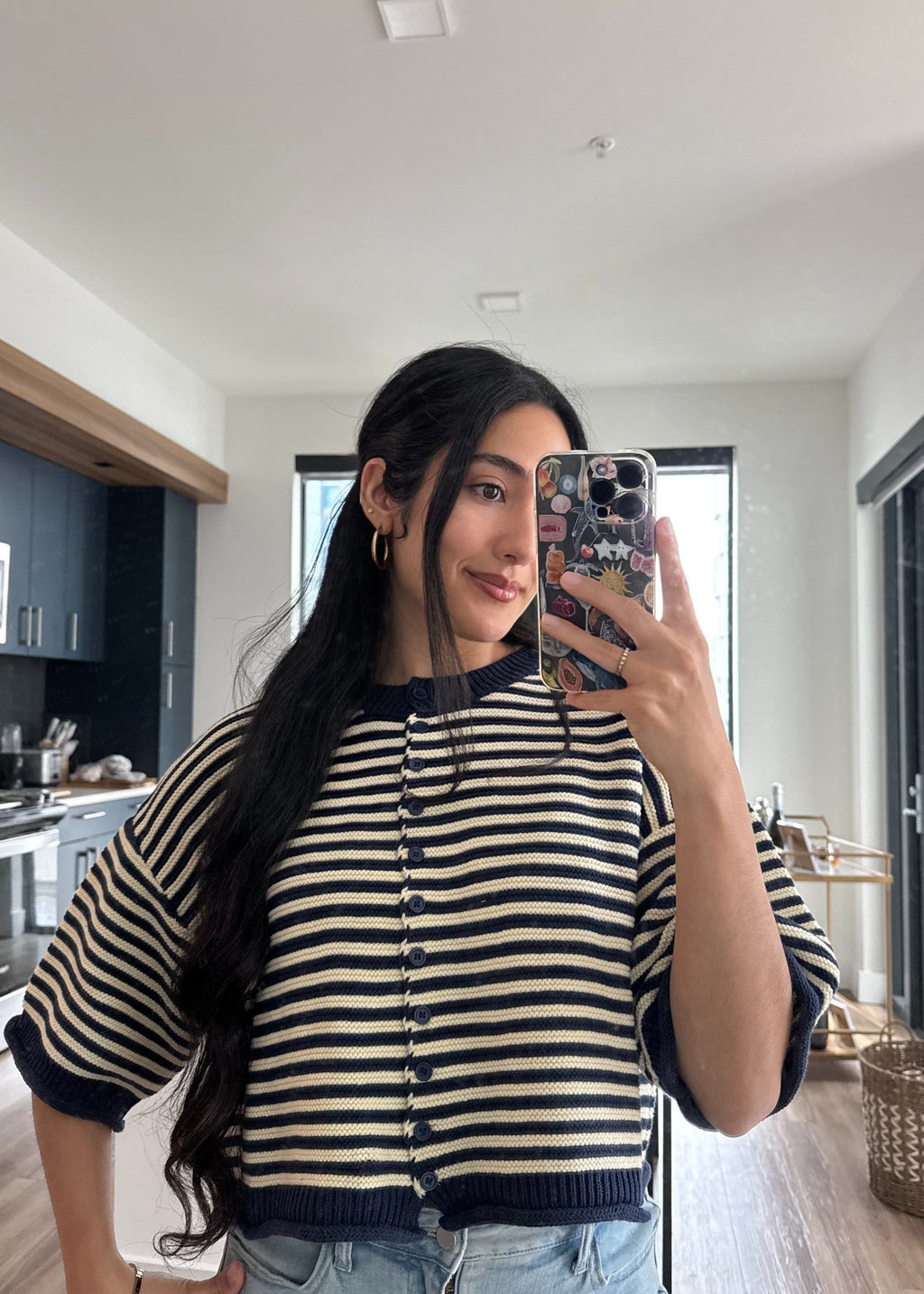 NAVY LINE CARDIGAN