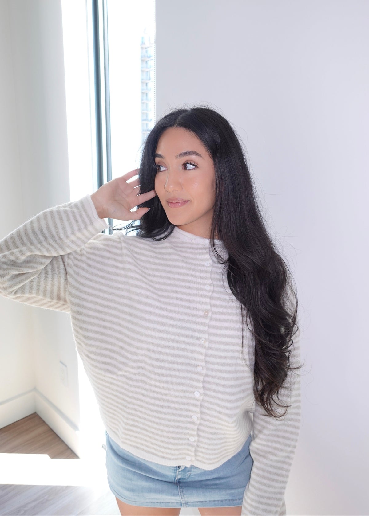 OAT STRIPE CARDIGAN