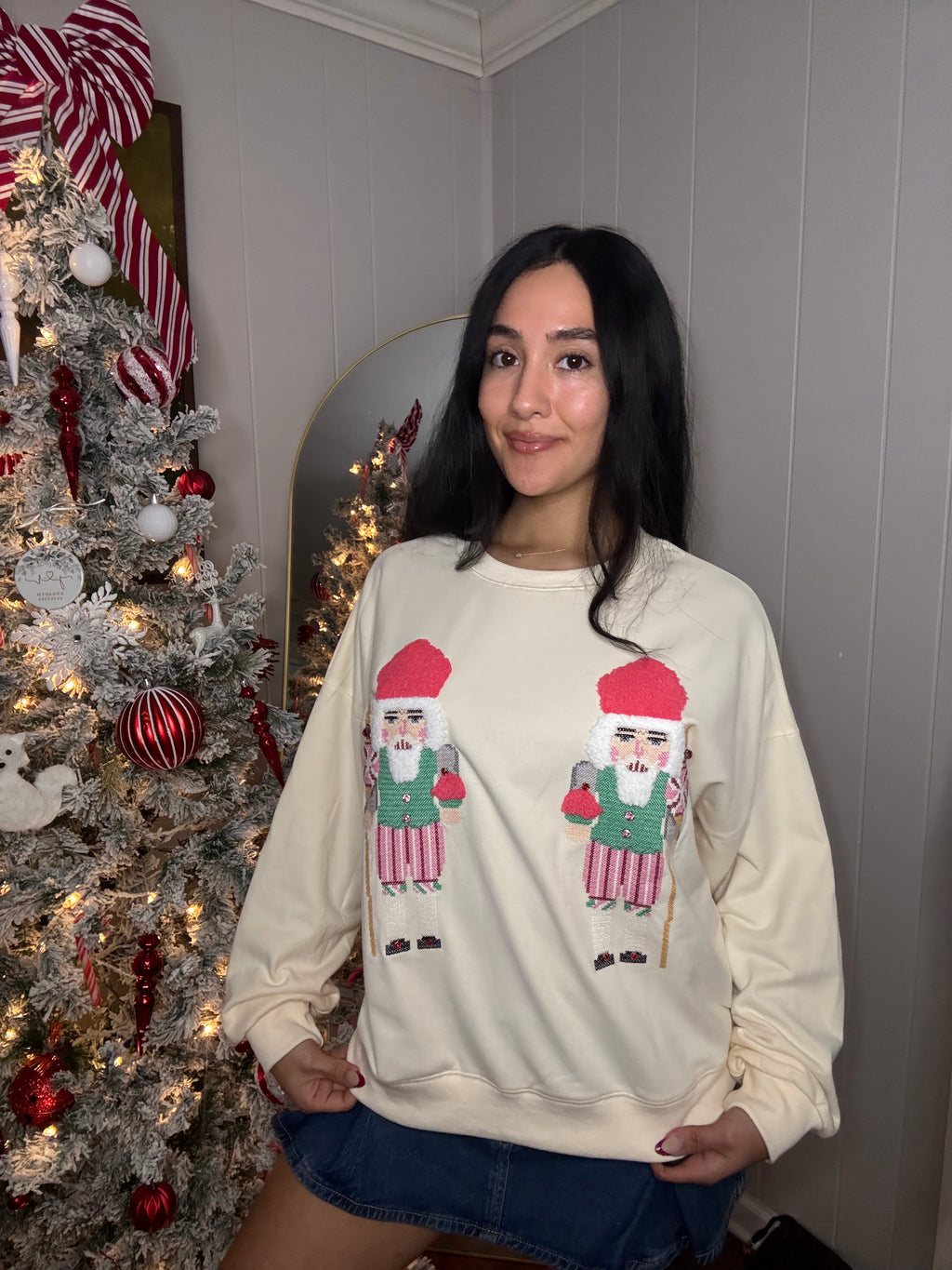Cross Stitch Nutcracker Pullover