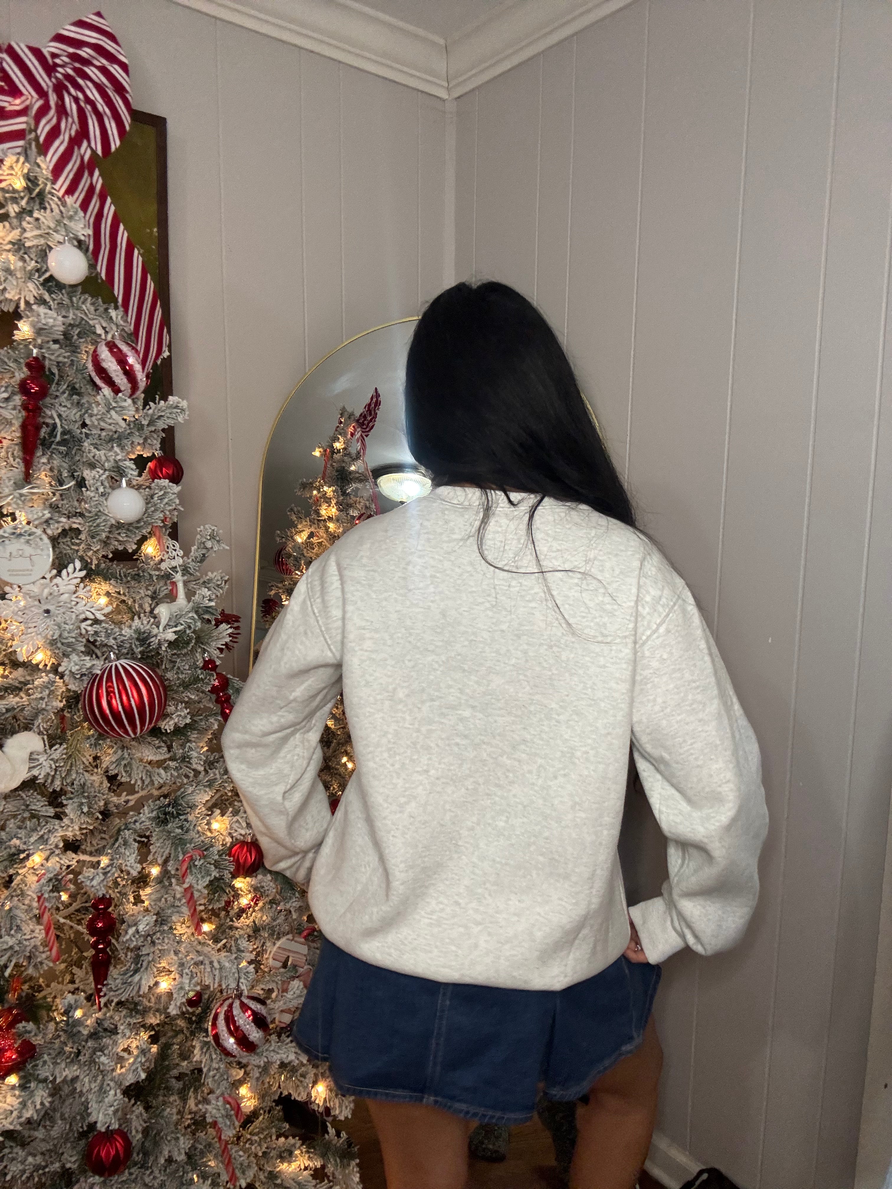 Merry Every Thing Embroidered Sweatshirt - Grey