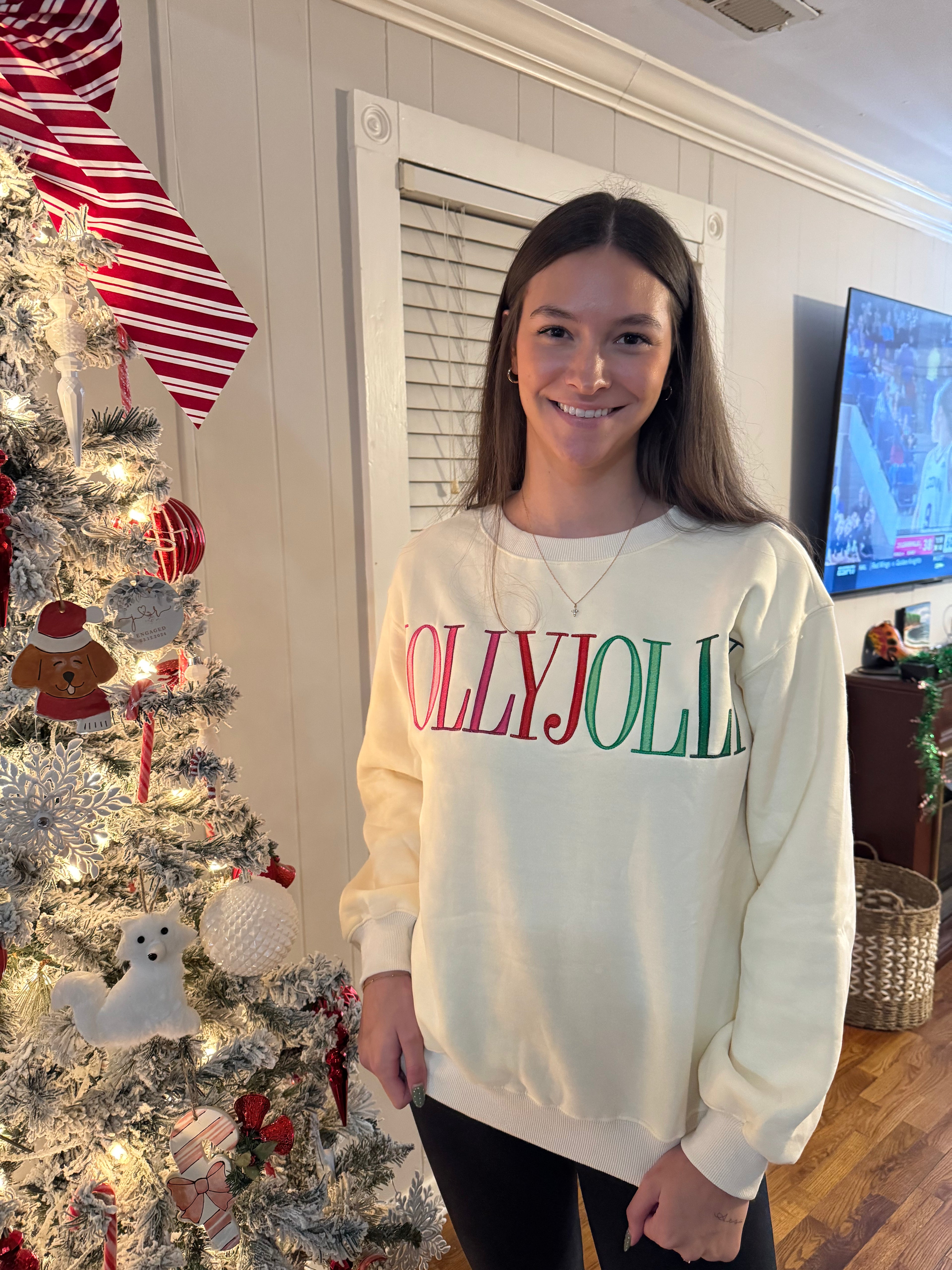 Holly Jolly Embroidered Sweatshirt