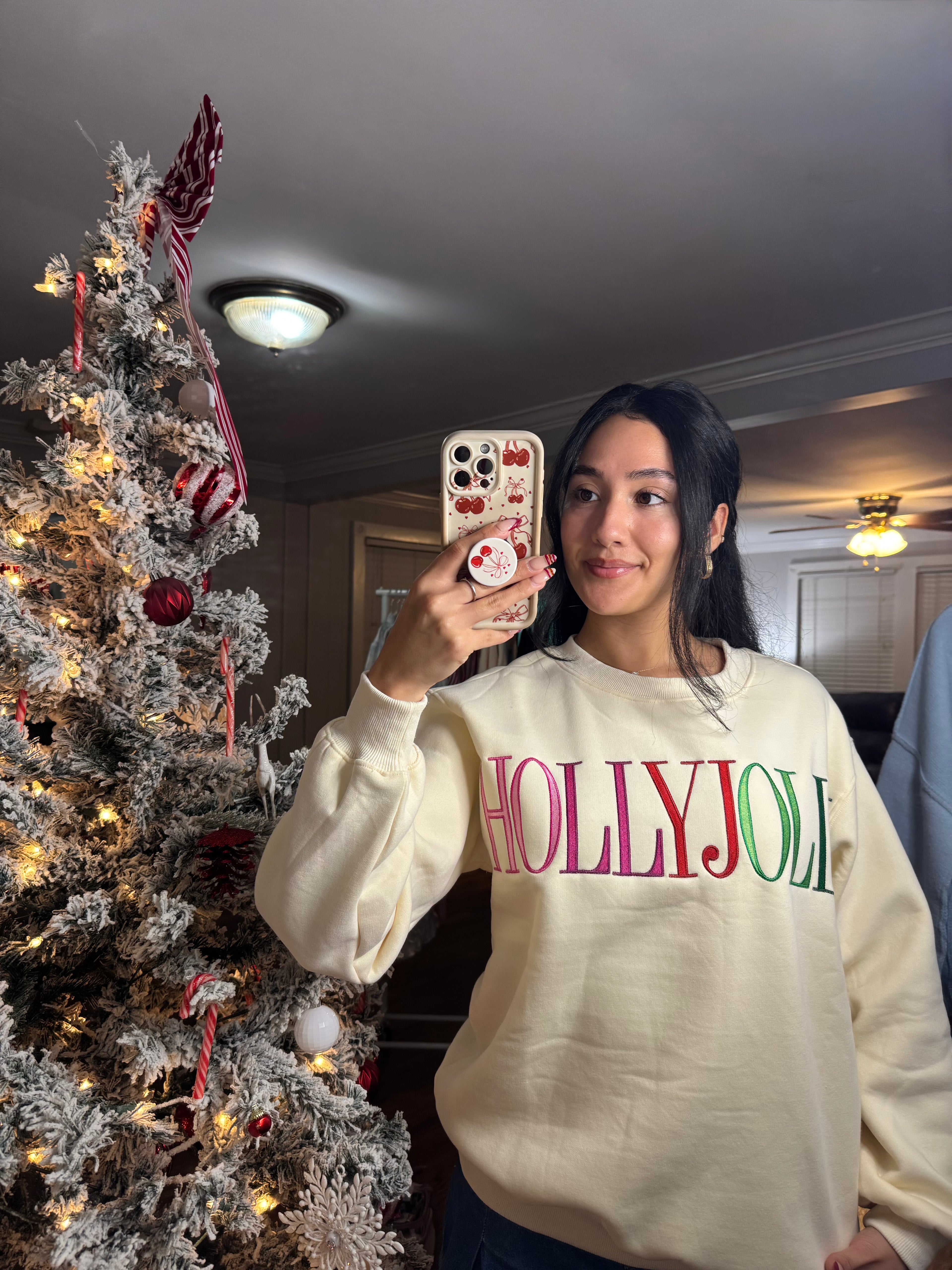 Holly Jolly Embroidered Sweatshirt
