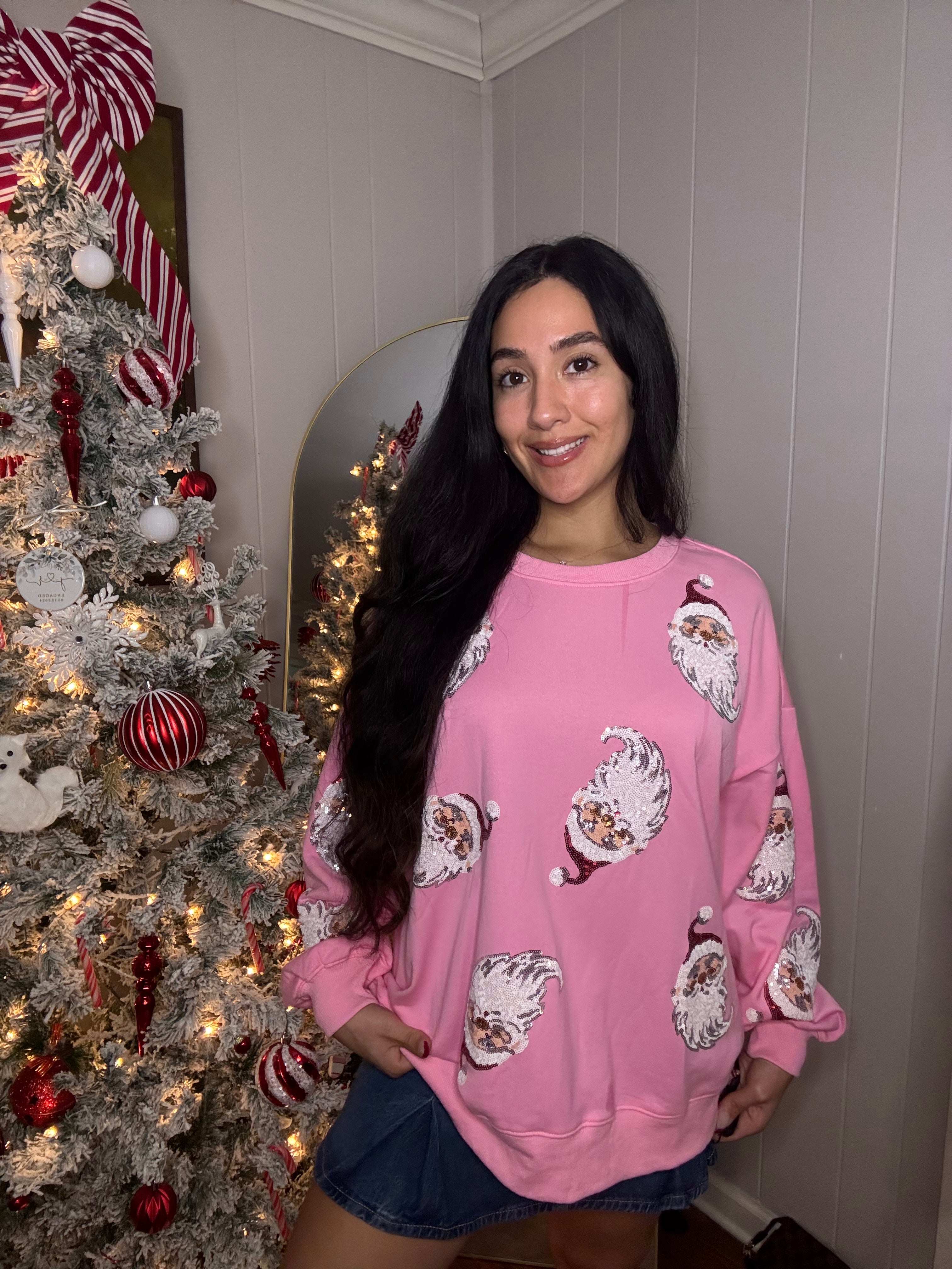 Sequin Santa Pullover